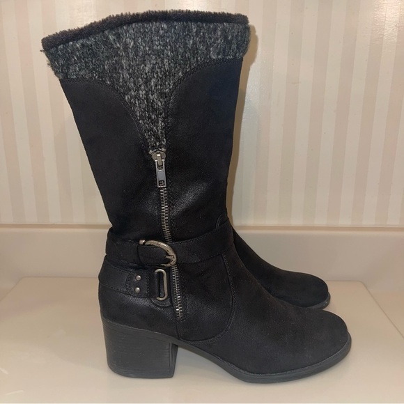 BARE TRAPS Womens Willow Black Heeled Riding Boots Round Toe Stacked Heel - Picture 2 of 16